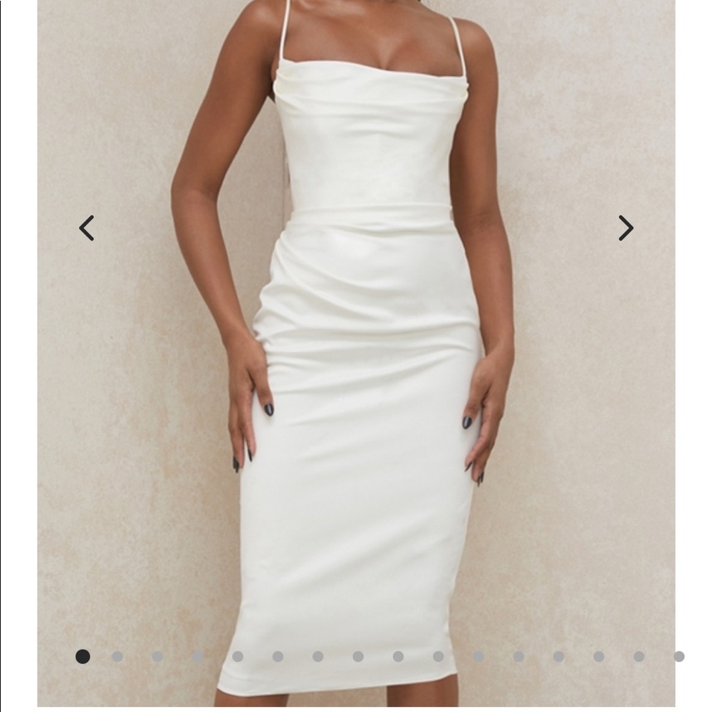 House of cb white satin Anja dress